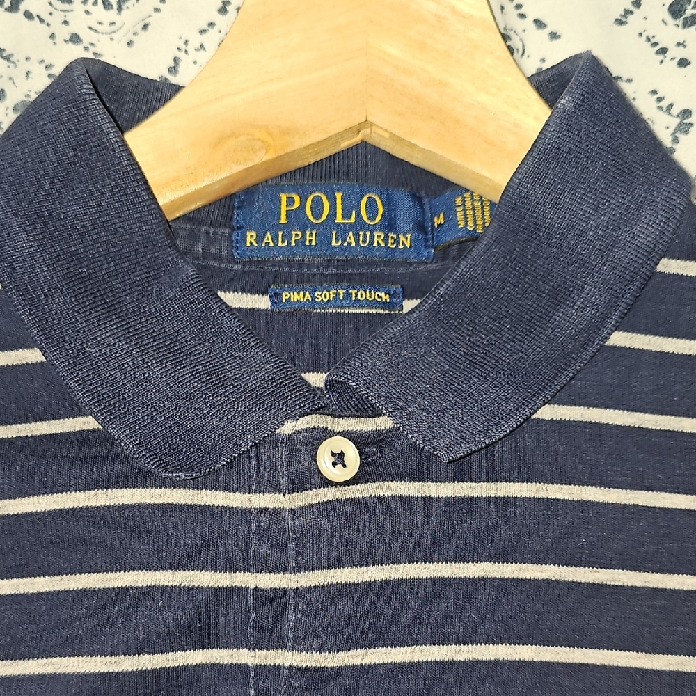 Ralph Lauren Blue Polo with White Stripes